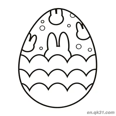 Free printable Easter Egg with Bunnies & Wavy Lines Coloring Page - Adorable for Kids coloring page