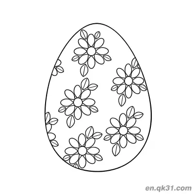 Free printable Eight-Petal Flower with Leaves Easter Egg Coloring Page - Simple & Cute coloring page