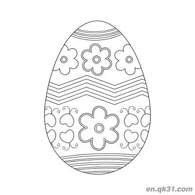 Free printable Flower, Zigzag, Heart & Swirl Easter Egg Coloring Page - Cute Design coloring page