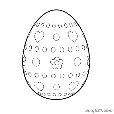 Free printable Heart, Dots & Flower Easter Egg Coloring Page - Simple & Adorable coloring page