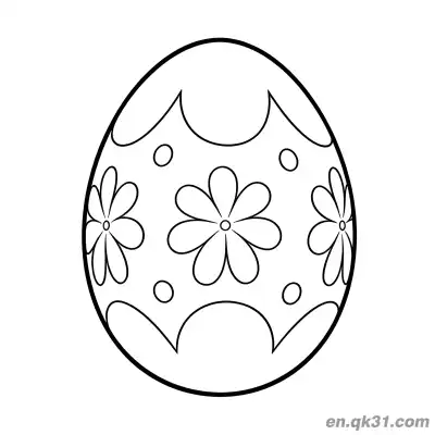 Free printable Semicircle, Dots & Eight-Petal Flower Easter Egg Coloring Page - Easy Design coloring page