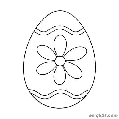 Free printable Six-Petal Flower & Wavy Line Easter Egg Coloring Page - Simple Pattern coloring page