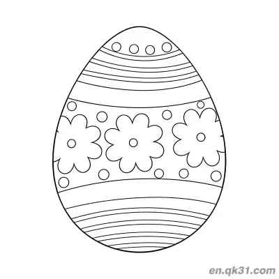 Free printable Stripe, Five-Petal Flower & Dot Easter Egg Coloring Page - Easy & Fun coloring page