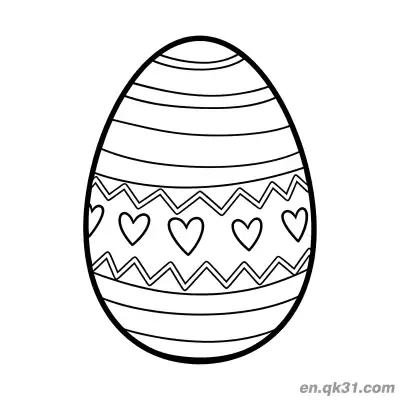 Free printable Striped Zigzag & Heart Easter Egg Coloring Page - Cute & Simple coloring page