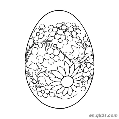 Free printable Sunflower & Vine Floral Easter Egg Coloring Page - Easy Flower Design coloring page