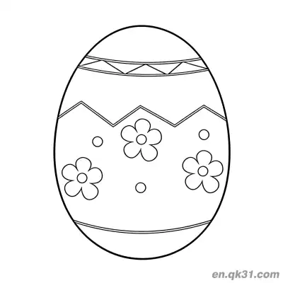 Free printable Triangle, Zigzag & Five-Petal Flower Easter Egg Coloring Page - Easy Pattern coloring page
