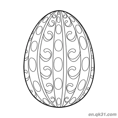 Free printable Vertical Stripe, Oval & Swirl Easter Egg Coloring Page - Easy & Modern coloring page