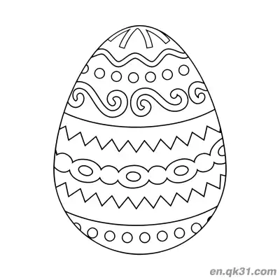 Free printable Wavy Dots, Swirl, Zigzag & Chain Pattern Easter Egg Coloring Page - Fun Details coloring page