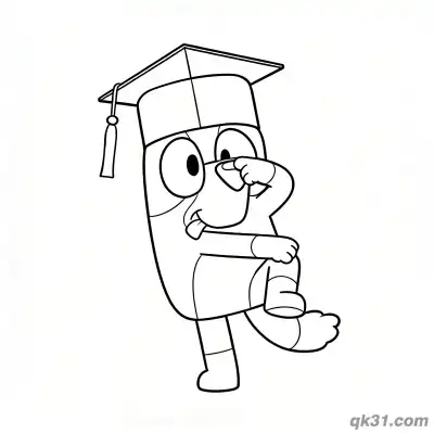 Free printable Bluey Character Graduation Coloring Page coloring page