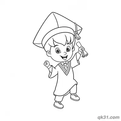 Free printable Cheerful Graduate Boy Celebrating Coloring Page coloring page