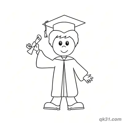 Free printable Classic Graduate Boy Holding Diploma Coloring Page coloring page