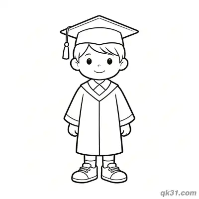 Free printable Classic Graduate Boy Standing Pose Coloring Page coloring page