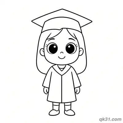 Free printable Cute Big-Eyed Chibi Graduate Girl Coloring Page coloring page