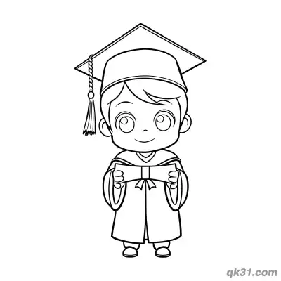 Free printable Cute Chibi Graduate Boy Holding Certificate Coloring Page coloring page