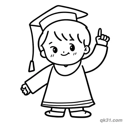 Free printable Cute Chibi Graduate Boy Pointing Up Coloring Page coloring page