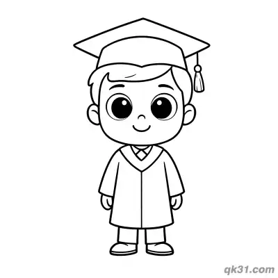 Free printable Cute Chibi Graduate Boy Standing Pose Coloring Page coloring page