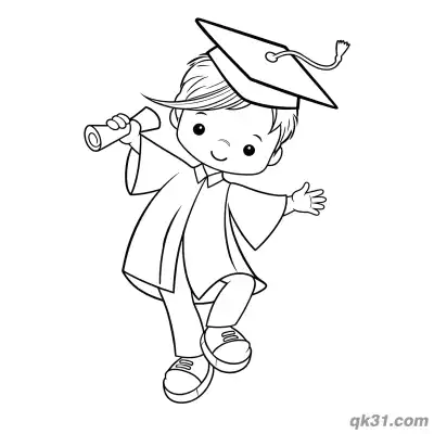 Free printable Cute Chibi Graduate Boy Walking with Diploma Coloring Page coloring page