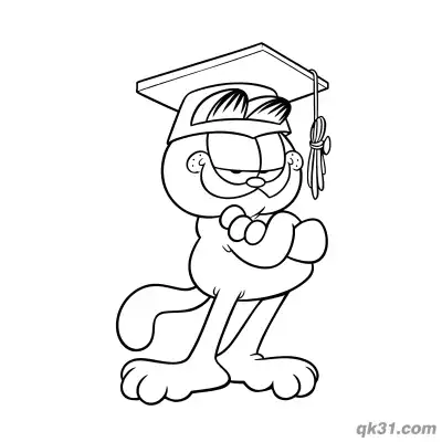 Free printable Garfield Character Graduation Coloring Page coloring page