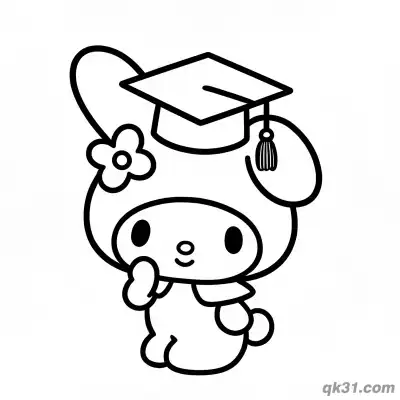 Free printable My Melody Character Graduation Coloring Page coloring page