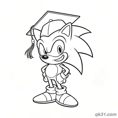 Free printable Sonic the Hedgehog Character Graduation Coloring Page coloring page