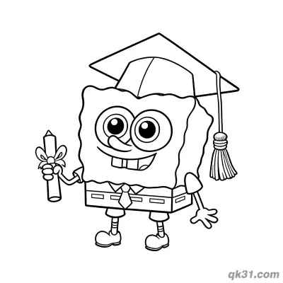 Free printable Spongebob Squarepants Character Holding Diploma Coloring Page coloring page