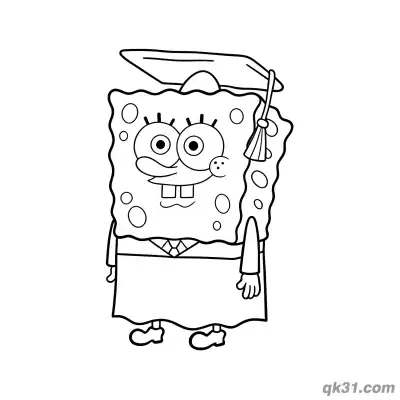 Free printable Spongebob Squarepants Graduation Coloring Page coloring page