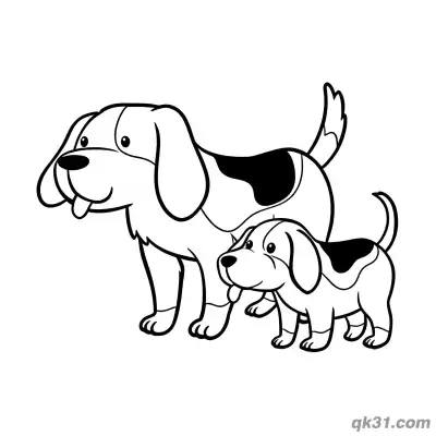 Free printable Beagle Mom and Puppy Coloring Page - Cute Mother's Day Printable coloring page
