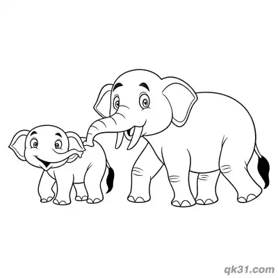 Free printable Elephant Mom and Baby Calf Coloring Page - Cute Mother's Day Page coloring page