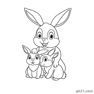 Free printable Rabbit Mom and Babies Coloring Page - Free Printable Mother's Day coloring page