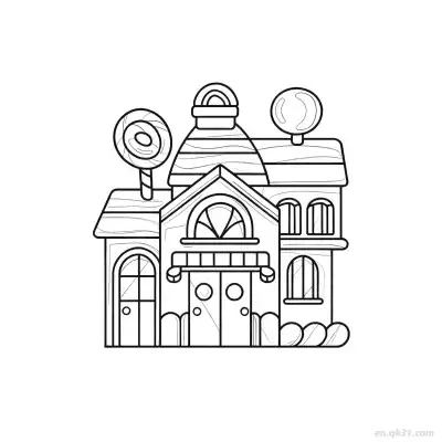 Free printable Candy Themed House  Coloring Page - Free PDF Printable House Coloring Sheets coloring page