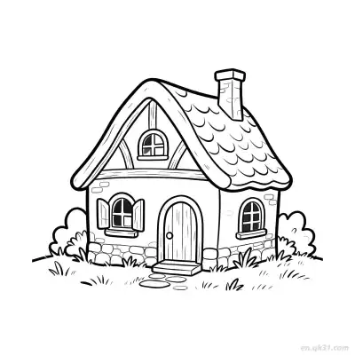 Free printable Cartoon House  Coloring Page - Free PDF Printable House Coloring Sheets coloring page