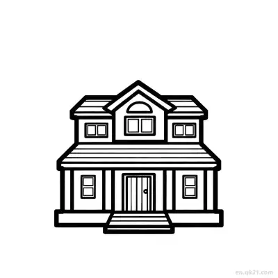 Free printable Classic American Two-story House  Coloring Page - Free PDF Printable House Coloring Sheets coloring page