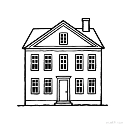 Free printable Colonial Style House  Coloring Page - Free PDF Printable House Coloring Sheets coloring page