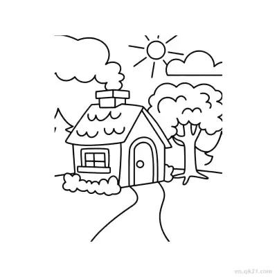 Free printable Countryside Cottage  Coloring Page - Free PDF Printable House Coloring Sheets coloring page