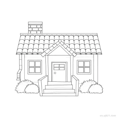 Free printable Cozy Tile Roof House  Coloring Page - Free PDF Printable House Coloring Sheets coloring page