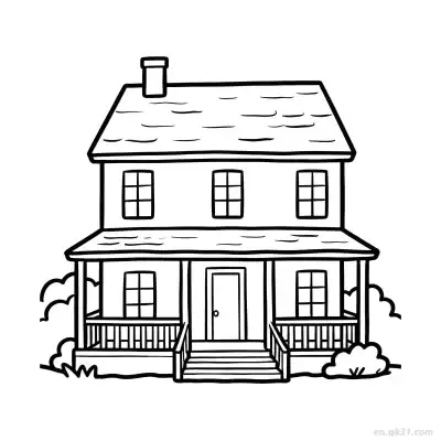 Free printable Double Decker Building 1 Coloring Page - Free PDF Printable House Coloring Sheets coloring page