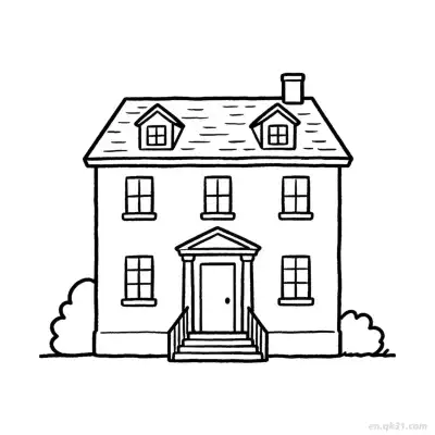 Free printable Double Decker Building 13 Coloring Page - Free PDF Printable House Coloring Sheets coloring page