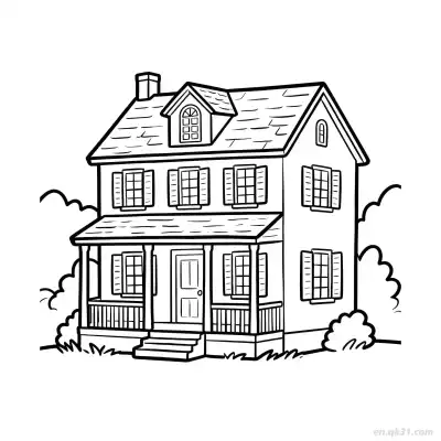Free printable Double Decker Building 14 Coloring Page - Free PDF Printable House Coloring Sheets coloring page