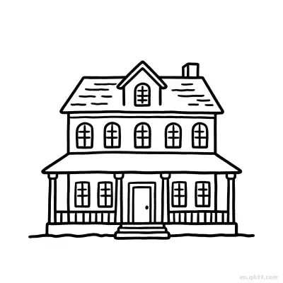 Free printable Double Decker Building 15 Coloring Page - Free PDF Printable House Coloring Sheets coloring page