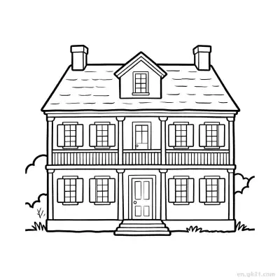 Free printable Double Decker Building 16 Coloring Page - Free PDF Printable House Coloring Sheets coloring page