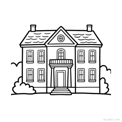 Free printable Double Decker Building 2 Coloring Page - Free PDF Printable House Coloring Sheets coloring page
