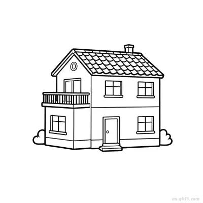 Free printable Double Decker Building 3 Coloring Page - Free PDF Printable House Coloring Sheets coloring page