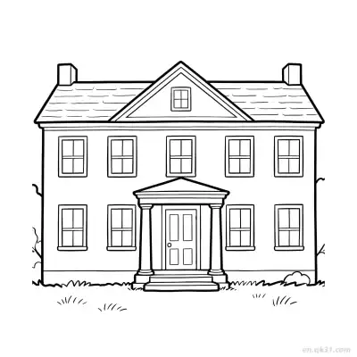Free printable Double Decker Building 5 Coloring Page - Free PDF Printable House Coloring Sheets coloring page