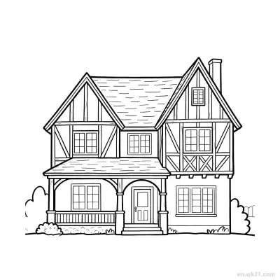 Free printable Double Decker Building 7 Coloring Page - Free PDF Printable House Coloring Sheets coloring page
