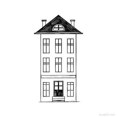 Free printable European Style Building  Coloring Page - Free PDF Printable House Coloring Sheets coloring page