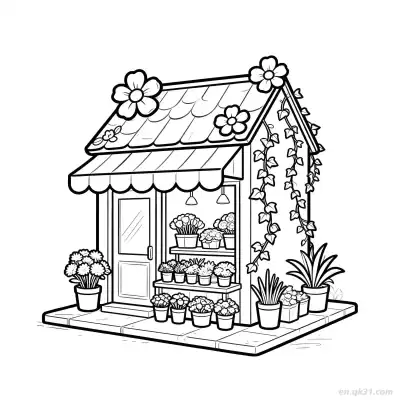 Free printable Florist  Coloring Page - Free PDF Printable House Coloring Sheets coloring page