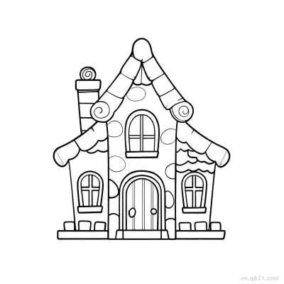 Free printable Gingerbread Fantasy Manor  Coloring Page - Free PDF Printable House Coloring Sheets coloring page