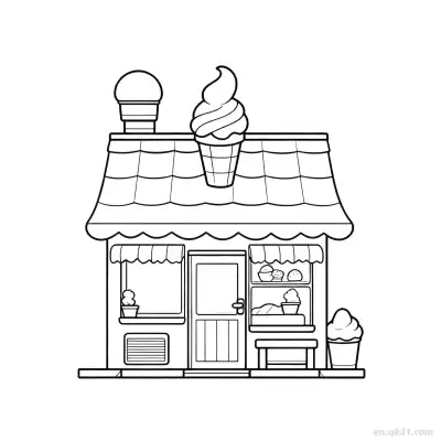 Free printable Ice Cream Shop  Coloring Page - Free PDF Printable House Coloring Sheets coloring page