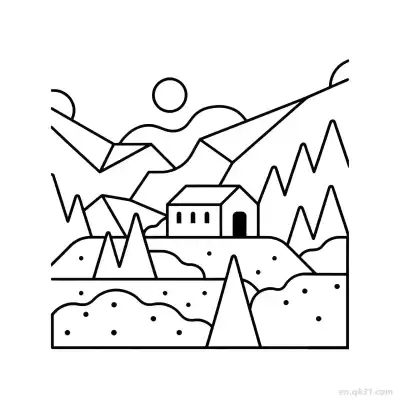 Free printable Mountain View Cottage  Coloring Page - Free PDF Printable House Coloring Sheets coloring page