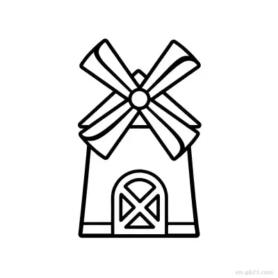 Free printable Red Windmill Building  Coloring Page - Free PDF Printable House Coloring Sheets coloring page